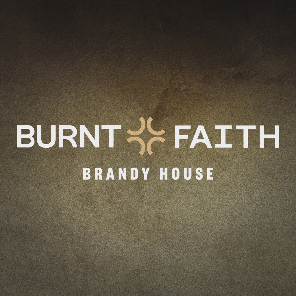 Burnt Faith Brandy Gift shop launch with text